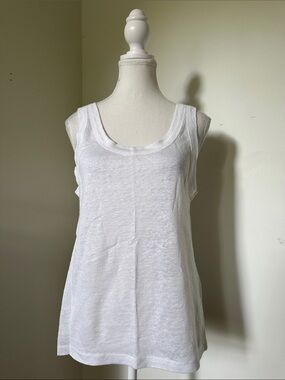 PART TWO White Semi Sheer Scoop Neck Lightweight Staple Neutral Tank Top Medium